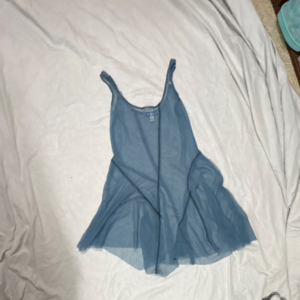 Urban Outfitters Sheer Lace Dress S Blue Rose Charm Asymmetrical Fairy Grunge